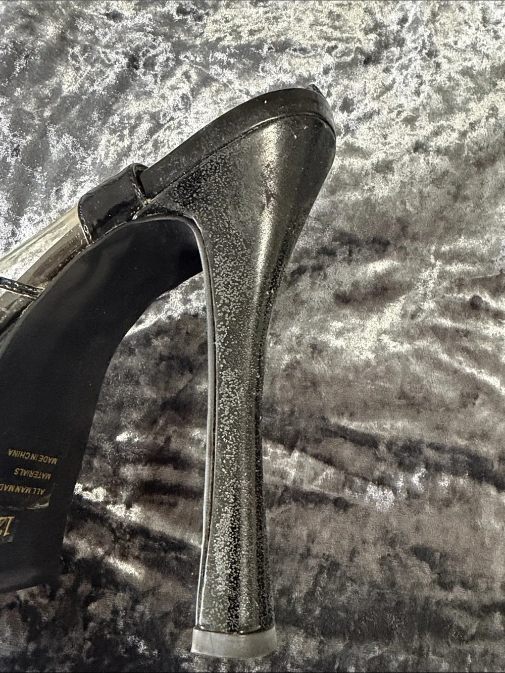 Jante Black/Clear Platform Heels w/Rhinestones